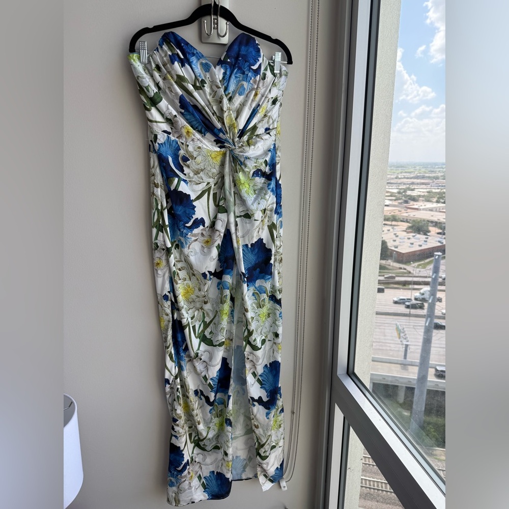 Floral Strapless Maxi Formal Dress